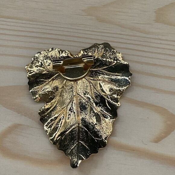 Gold-Tone Leaf Brooch Pendant - Picture 2 of 4